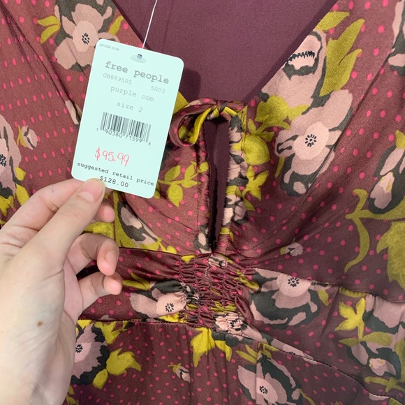 Free people long sleeve purple floral dress - Picture 3 of 5